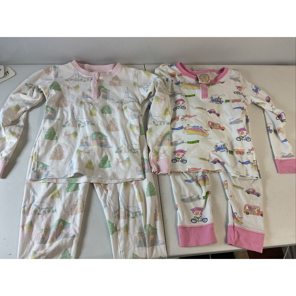 Lot of 2 Beaufort Bonnet Company Size 6-7 Animal Christmas Pajamas Long‎ Sleeve